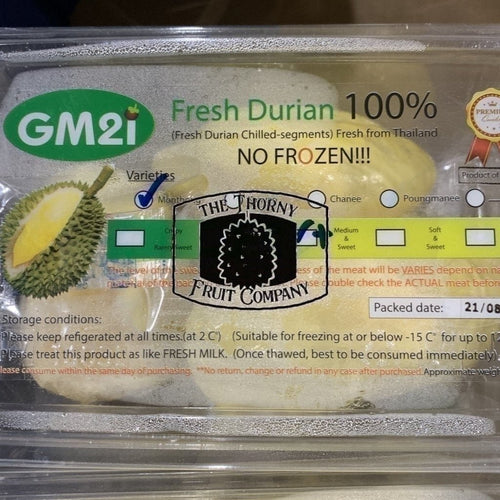 Air-Flown Thai Monthong Fresh Chilled Durian pulp 500g - The Thorny Fruit Co