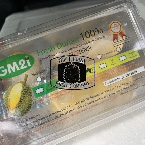 [NOT IN SEASON] Thai Gan Yao/D158 Ganja Fresh Chilled Durian pulp 450g - The Thorny Fruit Co