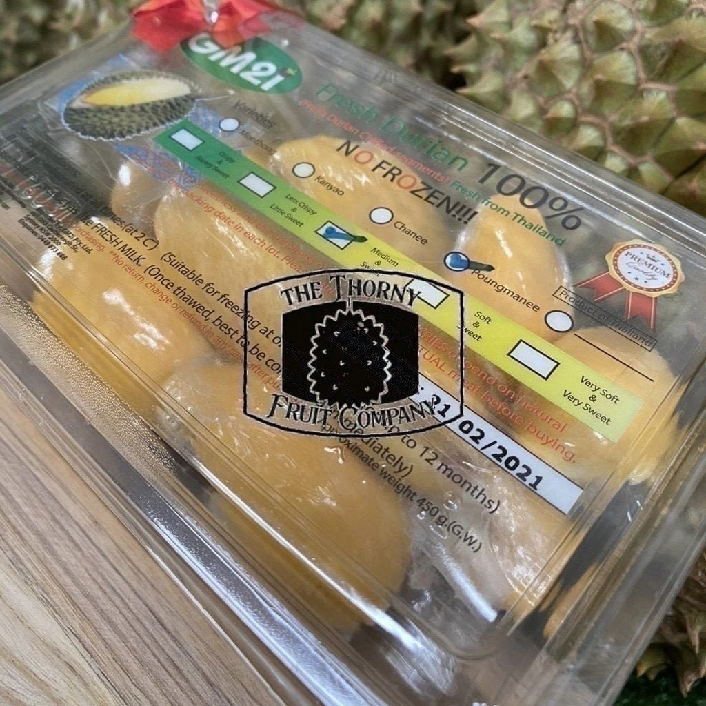 [NOT IN SEASON] Thai Puangmanee Fresh Chilled Durian pulp 450g - The Thorny Fruit Co